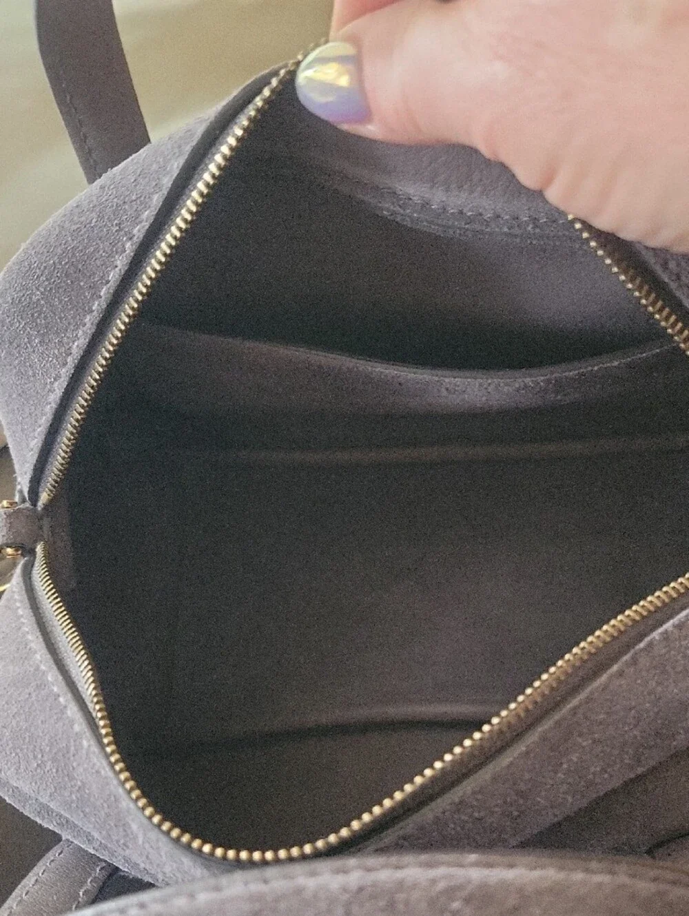 Madewell The Small Suede Crossbody Bag In Coastal Granite